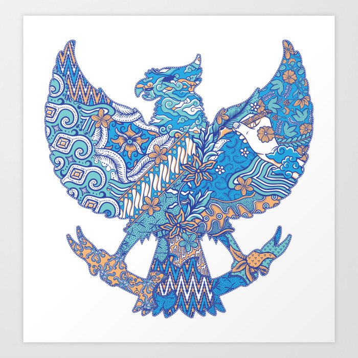 batik culture on garuda silhouette illustration Art Print