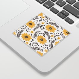 Abstract Yellow Daisies Sticker