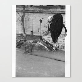 Monster stepping on stairs Canvas Print