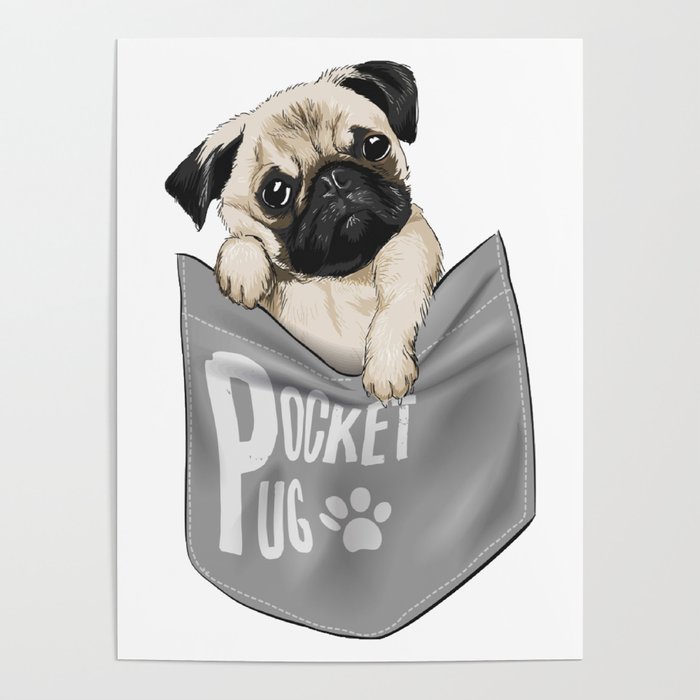 Pug In The Pocket Poster by Saigon 199x Society6
