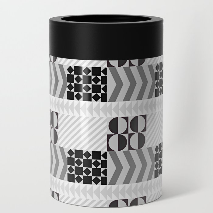 Dancing with Mondrian in Black and White Can Cooler