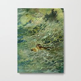 “The Mermaid in the Sea” by Edmund Dulac Metal Print | Waves, Fairies, Painting, Prince, Sea, Mermaid, Fantasy, Orientalism 