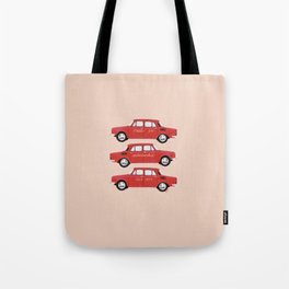 SKODA 100 red Tote Bag | Car, Communism, Drawing, Typography, Redcar, Czechoslovakia, Easterneurope, Europeancar, Collection, Lastcenturycars 