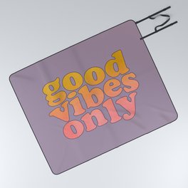 Good vibes only glittery gold Picnic Blanket