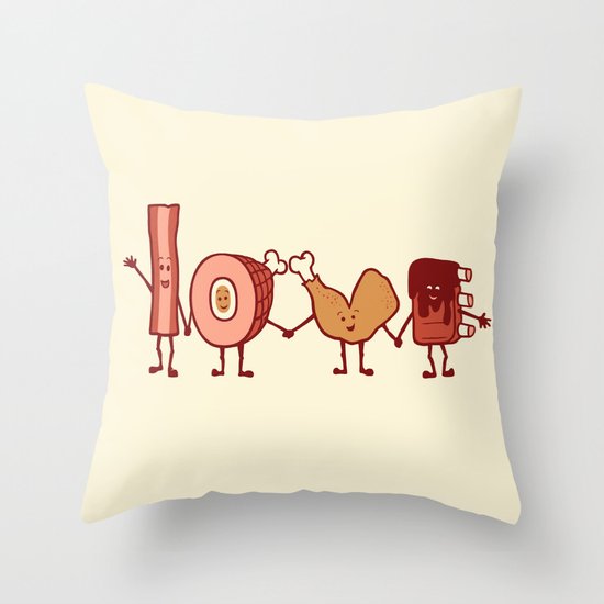Meat Love U Throw Pillow