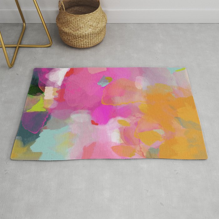 pink sun clouds abstract Rug