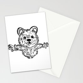 Funny Cute Wombat In Jump Stationery Card