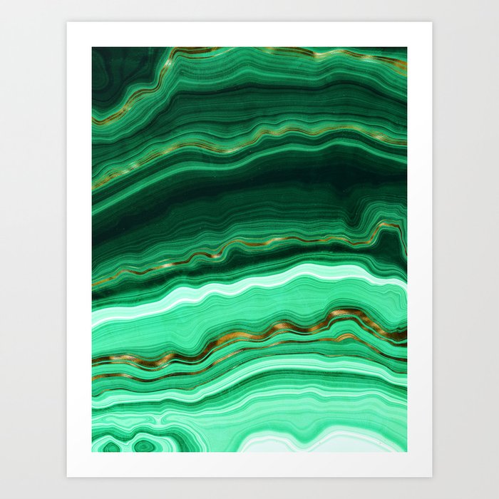 Green Malachite Marble Slices  Art Print