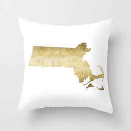 massachusetts gold foil state map Throw Pillow
