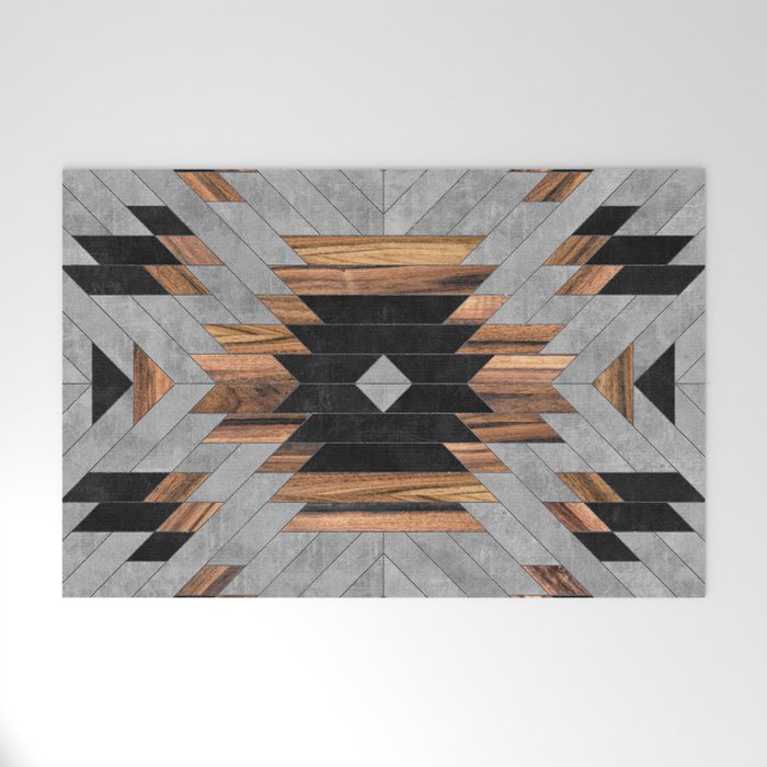 Urban Tribal Pattern No.6 - Aztec - Concrete and Wood Welcome Mat