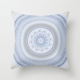 Elegant Blue Silver China Inspired Mandala Throw Pillow