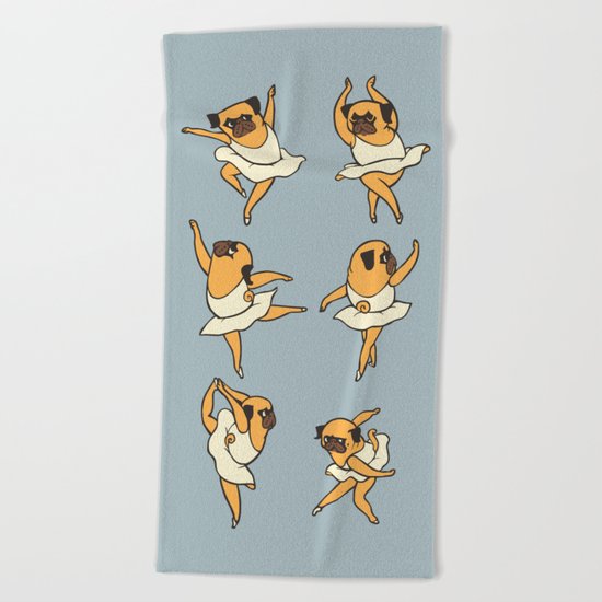 Ballet Pug Beach Towel