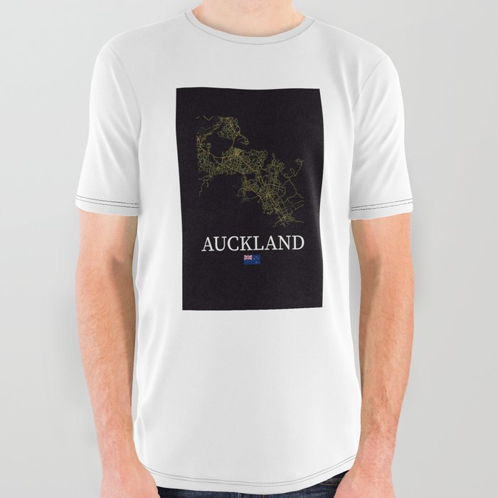 Auckland city flat map All Over Graphic Tee