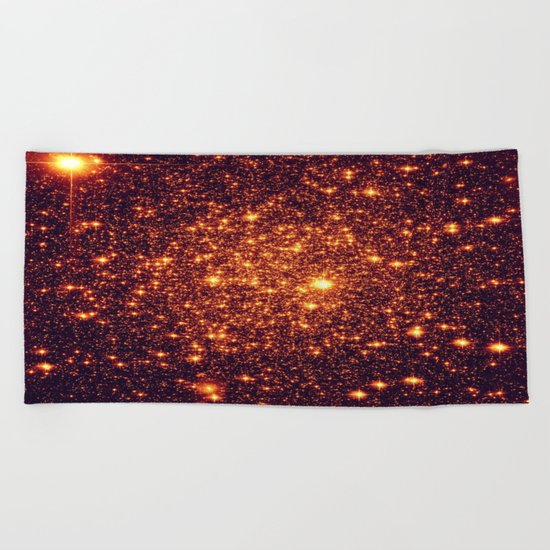 Copper Bronze Glitter Stars Beach Towel