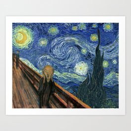 The Scream Starry Night Edvard Munch Vincent Van Gogh Art Print