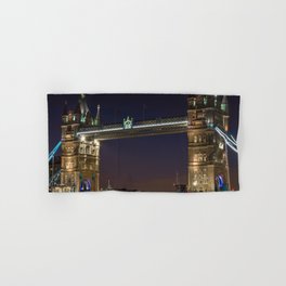 Great Britain Photography - The Famous Tower Bridge In London At Night Hand & Bath Towel