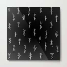Black and white botanical pattern Metal Print | Botanicalminimal, Graphicdesign, Black And White, Minimalist, Floral, Minimalflorals, Digital, Pattern, Modern, Simple 