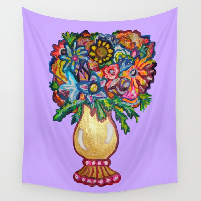 The Elegant Pretty Colorful Flower Vase Wall Tapestry