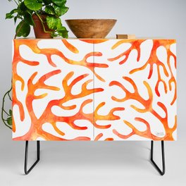 Coral Watercolor - Orange Credenza