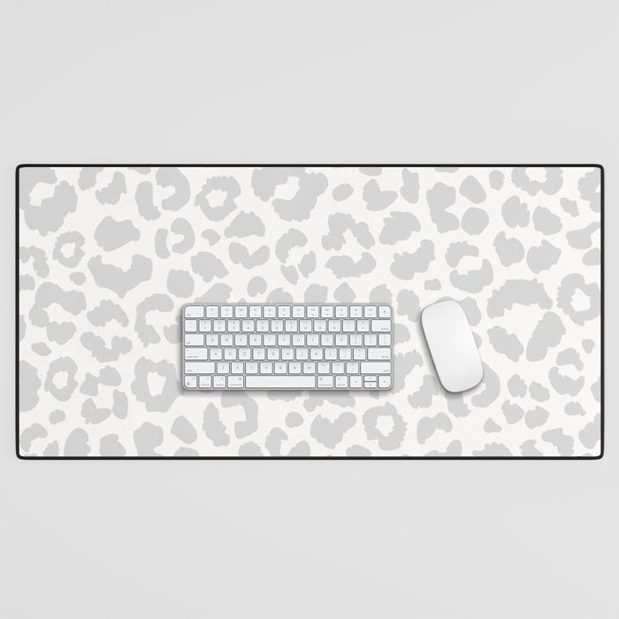 Leopard White And Grey Desk Mat