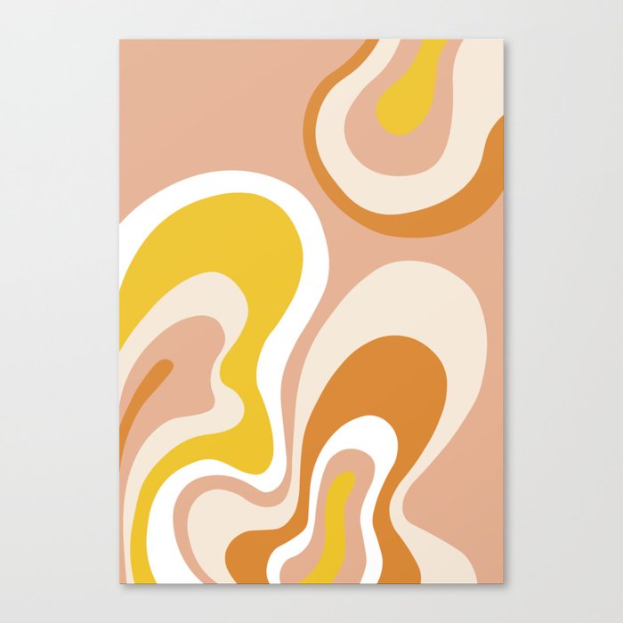 Trippy Psychedelic Abstract in Peach, Orange, Cream and Yellow Canvas Print