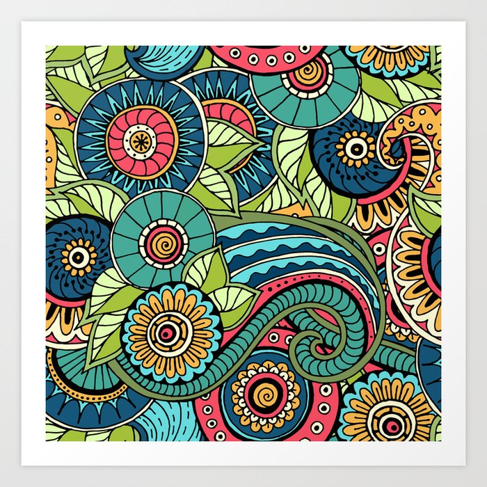 Abstract Colorful Floral Background Art Print By Drawfine Society6