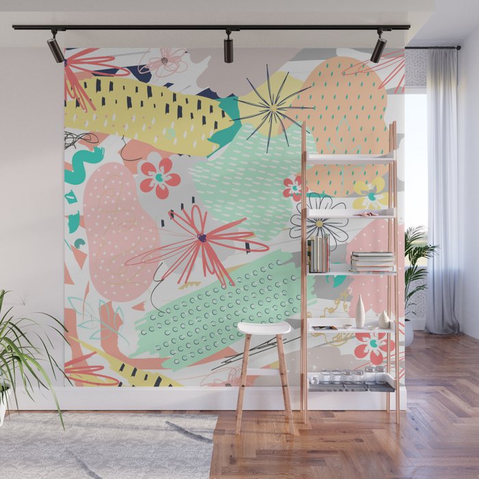 Modern Creative Abstract Floral Paint Wall Mural By Inovarts