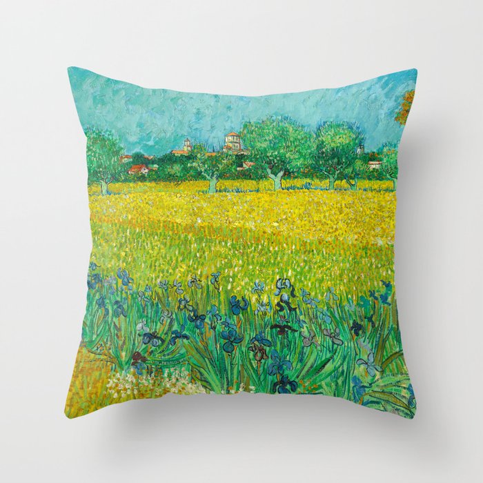 Field with Irises near Arles, 1888 by Vincent van Gogh Throw Pillow