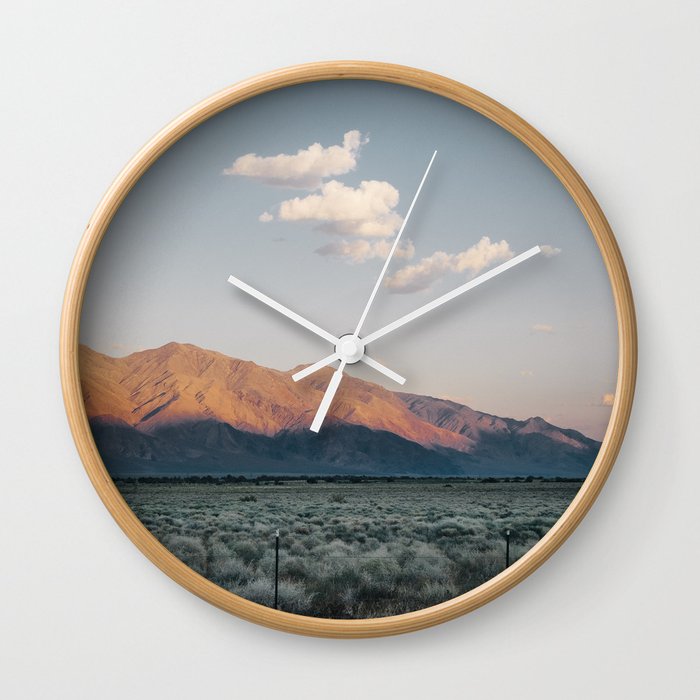 Sierra Mountains with Harvest Moon Wall Clock