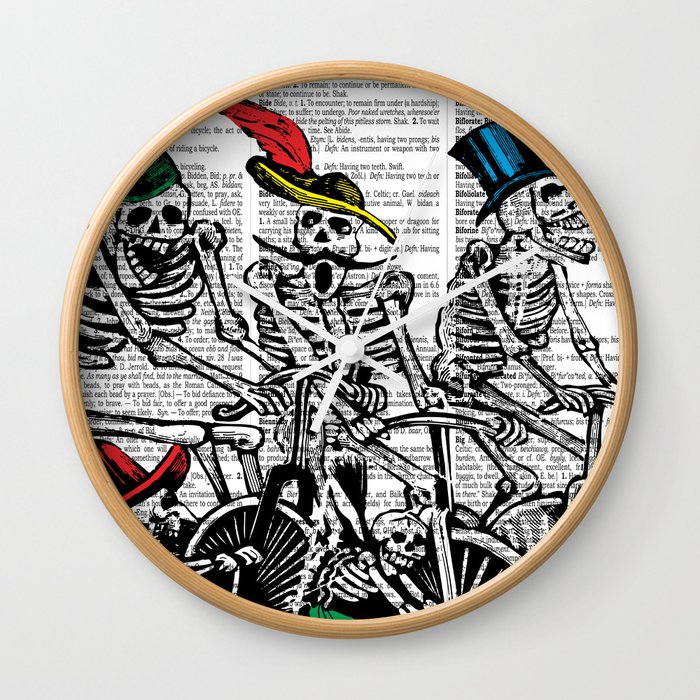 Calavera Cyclists Skeletons On Bikes Day Of The Dead Dia De Los Muertos Dictionary Text Wall Clock By Eclecticatheart Society6 Live feed listing for calaveras county. society6