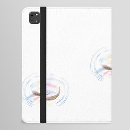Flying brown feathers in a light blue circle with sunny lines iPad Folio Case