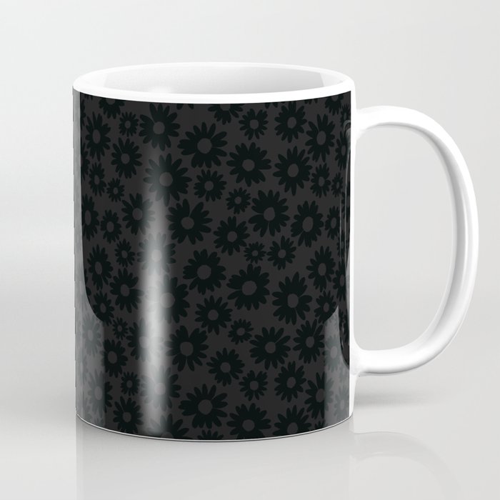 Dark Daisy flowers pattern. Digital Illustration background. Coffee Mug