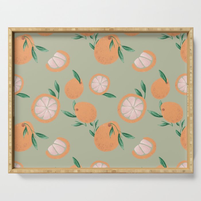 Retro oranges with background Serving Tray