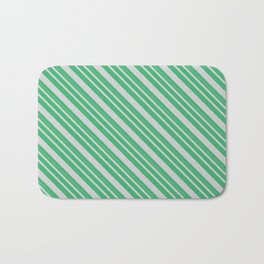 [ Thumbnail: Sea Green and Light Grey Colored Lines Pattern Bath Mat ]