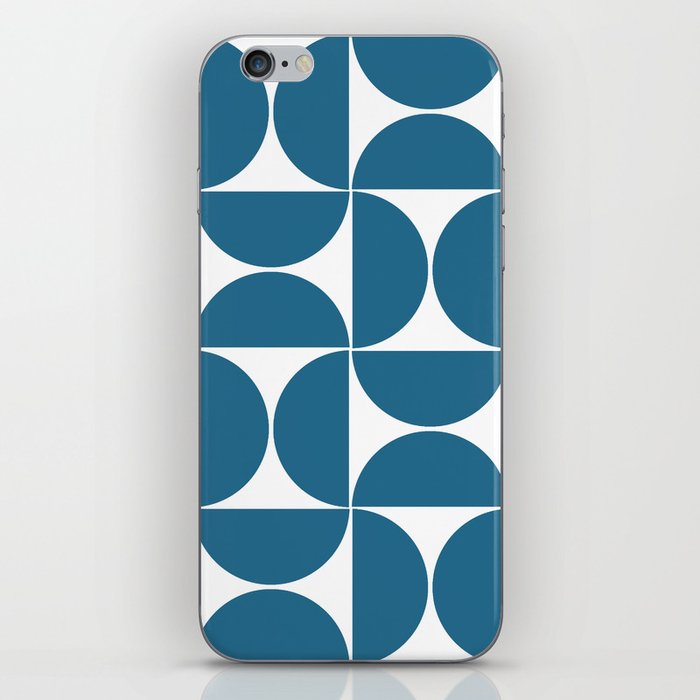 Blue mid century modern geometric shapes iPhone Skin