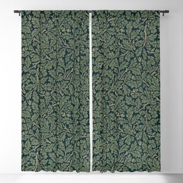 William Morris Antique Oak Leaf Teal Slate Blackout Curtain