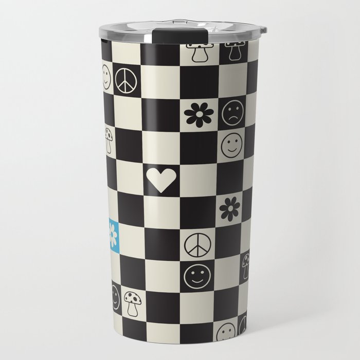 Happy Checkered pattern rainbow Travel Mug