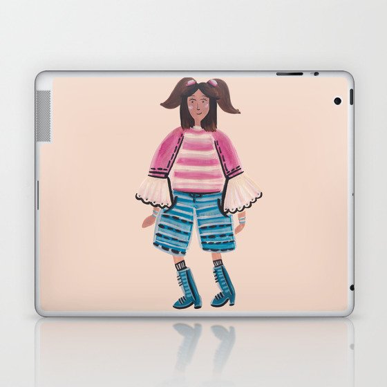 Summer Pony Tail Girl - Beige Laptop & iPad Skin