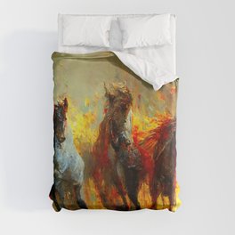 Flaming Horses Duvet Cover