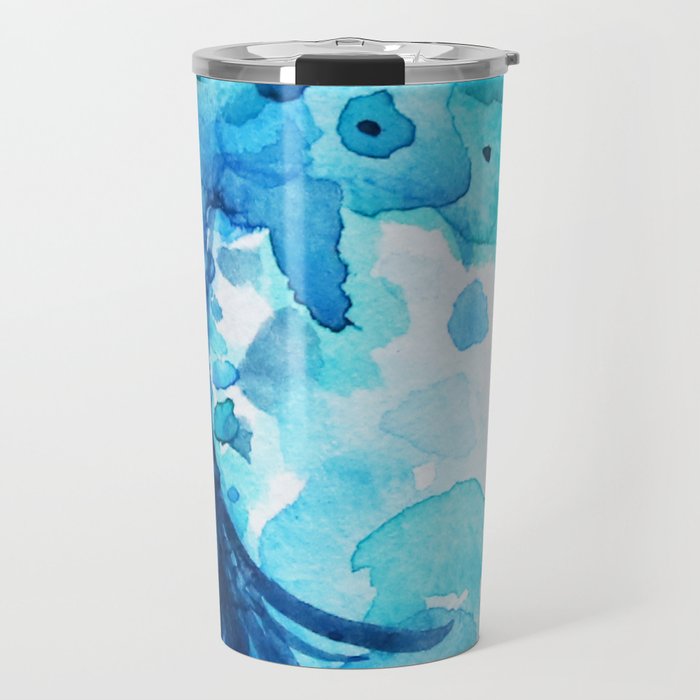 blue watercolor floral travel