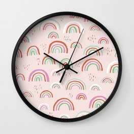 Colorful rainbows magic dreams kawaii sky kids Wall Clock