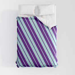 [ Thumbnail: Indigo and Turquoise Colored Lines Pattern Comforter ]