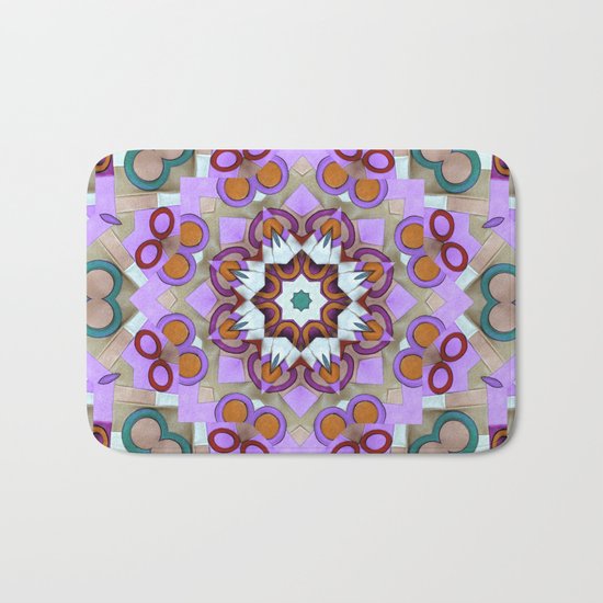 Pink Retro Leather Mandala Bath Mat