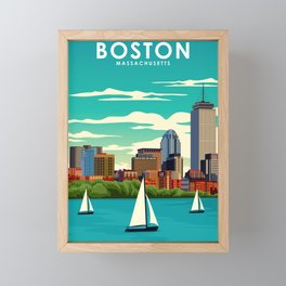 Boston Massachusetts Vintage Travel Poster Framed Mini Art Print