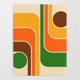 1970s Retro Vintage Style Geometric Design 743 Scandi Poster