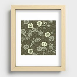 Arts and Crafts Inspired Floral Pattern Green Recessed Framed Print