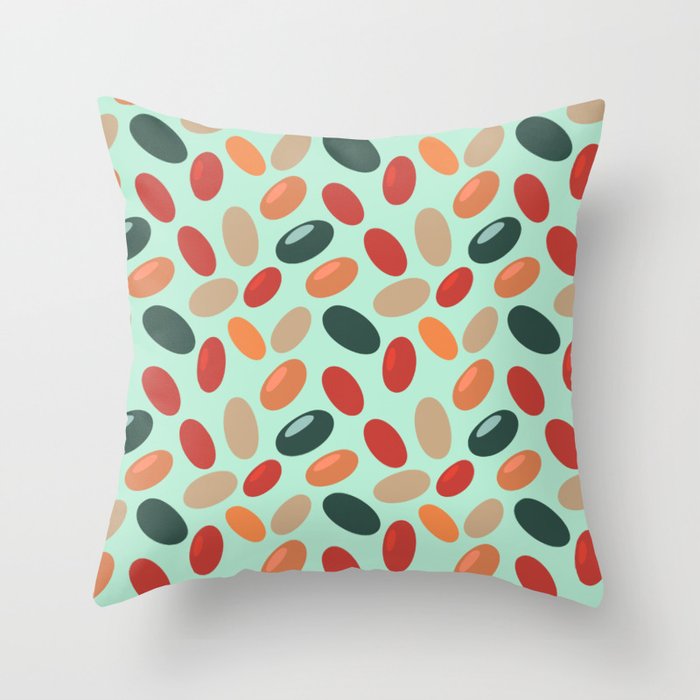 Vintage Jelly Beans Green Vector Pattern  Throw Pillow