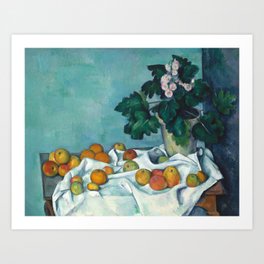 Still Life with Apples and Primroses by Paul Cezanne Art Print