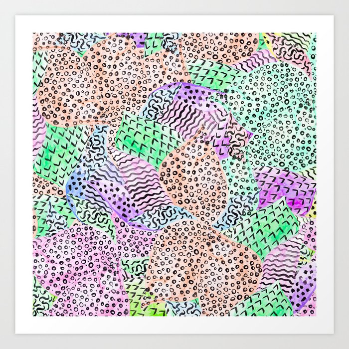 Modern abstract watercolor hand drawn pattern Art Print