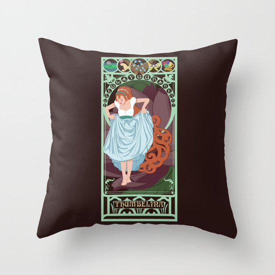 Thumbelina Nouveau - Thumbelina Throw Pillow
